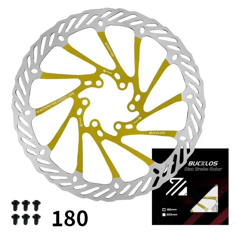 BUCKLOS Ultraleichtes MTB-Fahrrad, hydraulische Bremsscheibe, 160/180/203 mm, Mountain Road Racing Fahrradbremsscheibe mit 6 gratis Schrauben