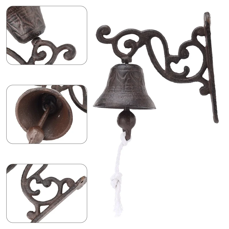 

Чугунный винтажный дверной звонок для рукоделия, декоративный домашний звонок/железный/настенный, длина 14, высота 13,5