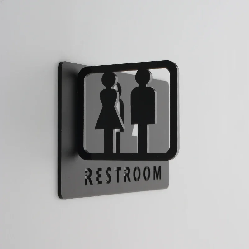Toilet Signs Shopping Mall Office Buildings Door Plates Reminder Indicator Plaque Orientation Sign Wc Signage 3D Side Mount