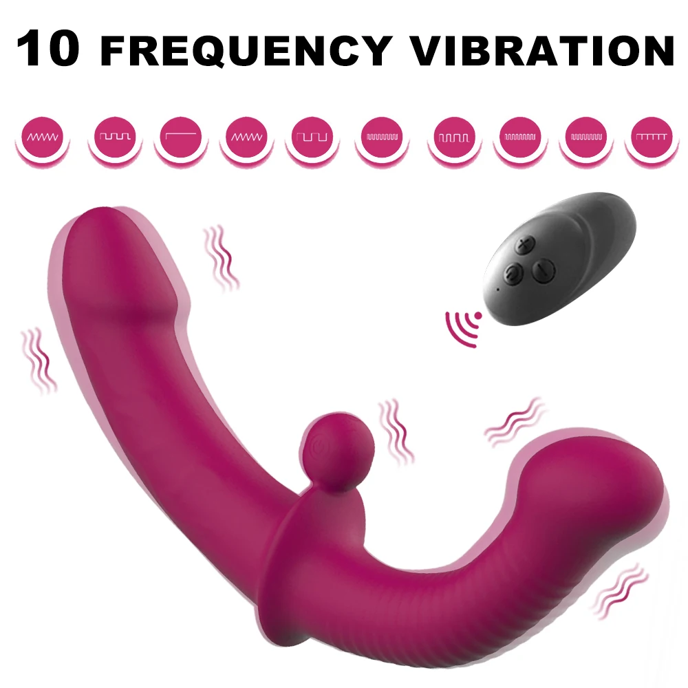 Strapless Dildo Vibrator Wireless Remote Control Double Head Vibrating G Spot Vibrator Sex Toys For Couple Anal Prostate Massage