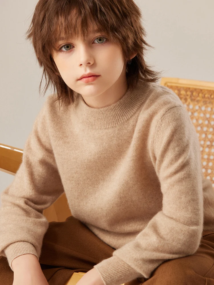 Children's Cashmere Sweater Mock Neck Pullover Basic Autumn Winter Boys Girls 100% Cashmere Knitwear Kids 12 Colors Clothing Top