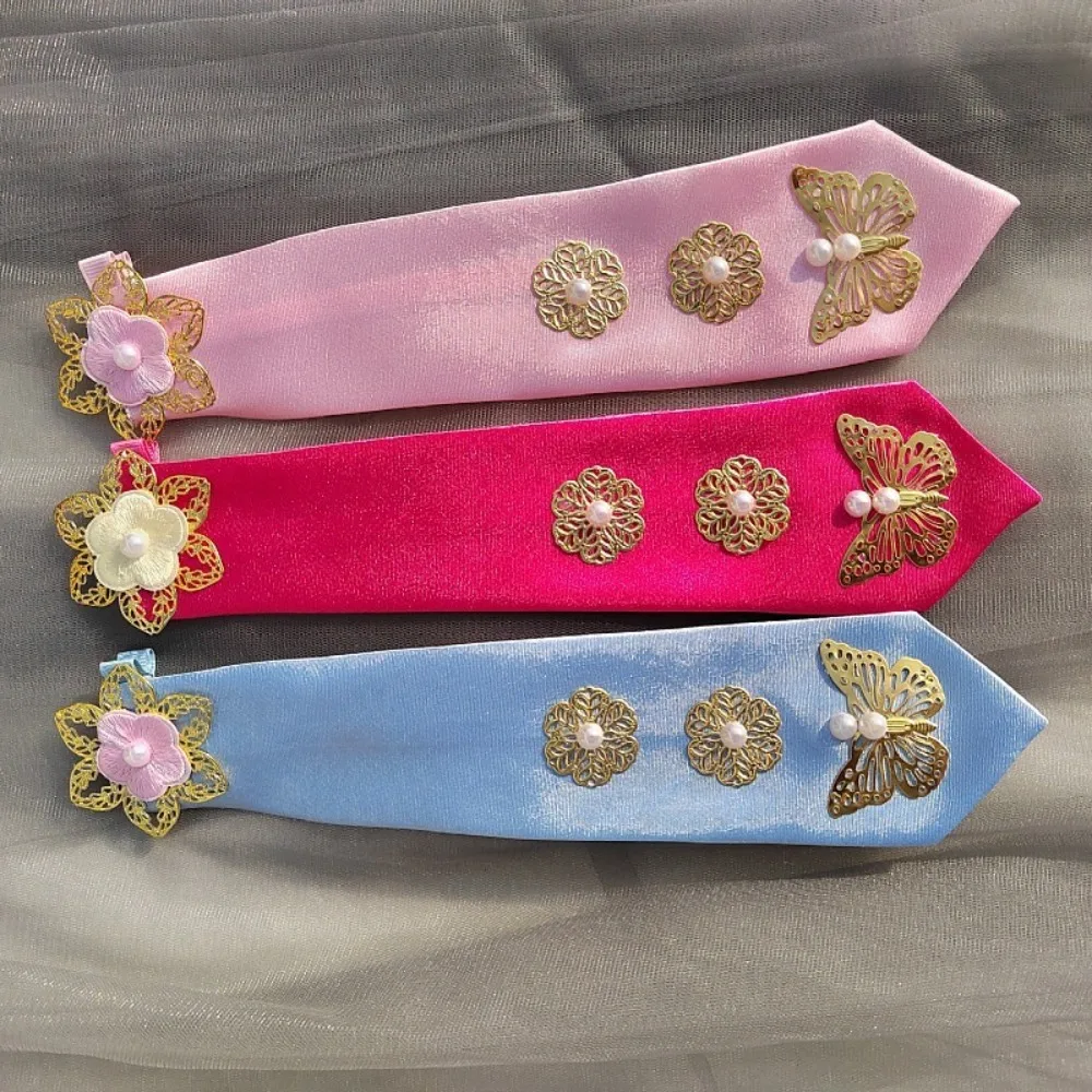 Fita flor coreano bandana tradicional doce coreano hanbok hairband fresco borboleta grampo de cabelo palco dança traje desempenho