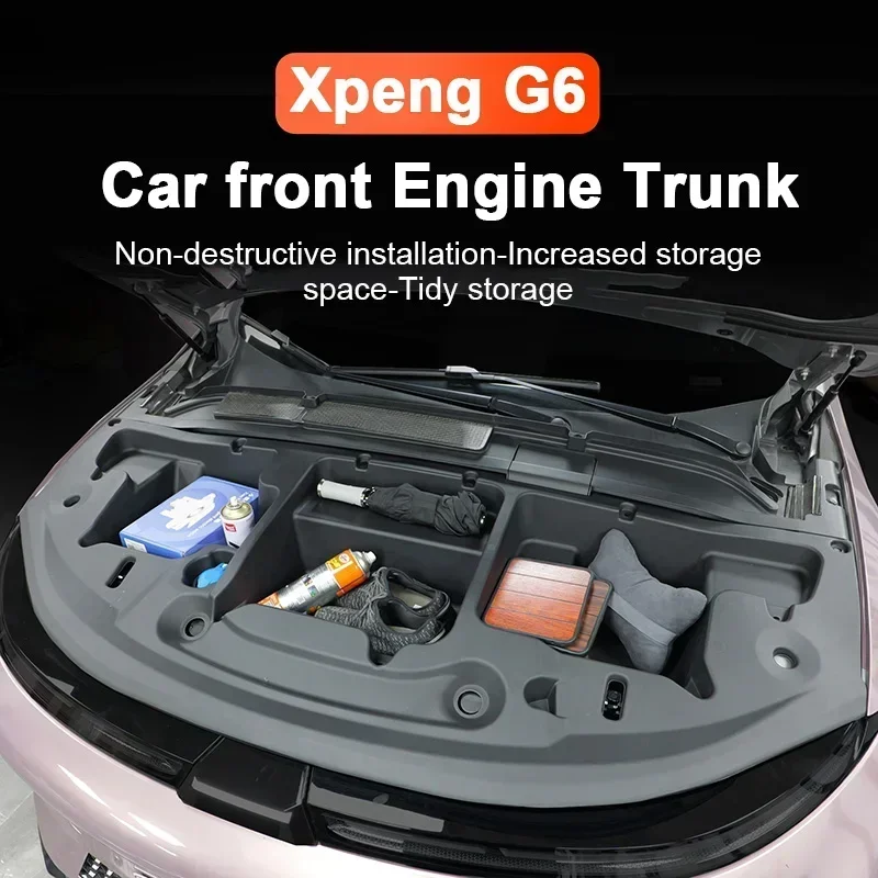 

Для Xpeng G6 XiaoPeng 2023 2024-IN 2025 левый руль двигателя, ящик для хранения капота, передний большой автомобильный багажник, органайзер, ящик