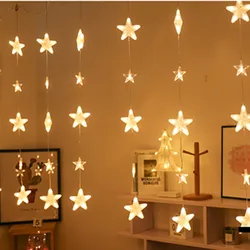 Star Curtain Garland on The Window String Lights Fairy Lights Wedding New Year Christmas Decorations for Home Bedroom Window