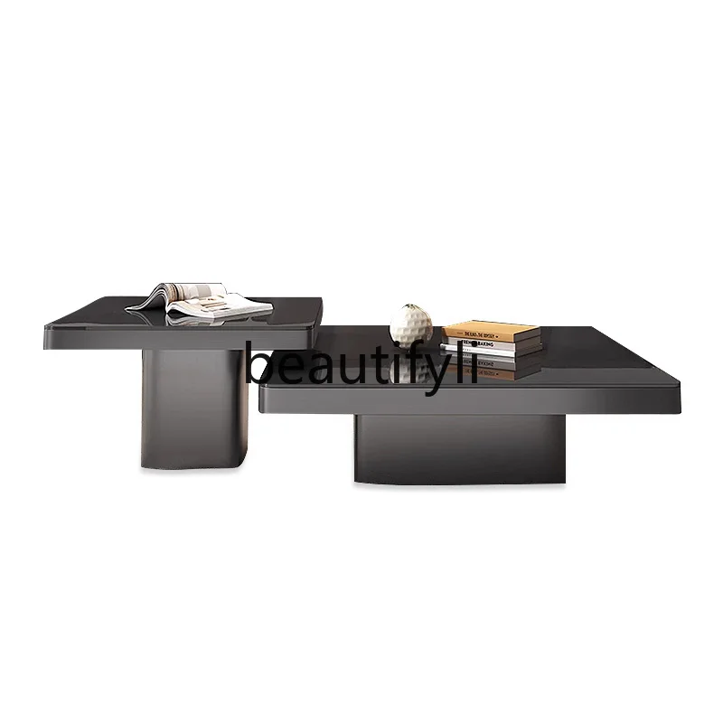 

Coffee table living room 2024 new Italian light luxury high-end small apartment household tempered glass high-end atmosphere