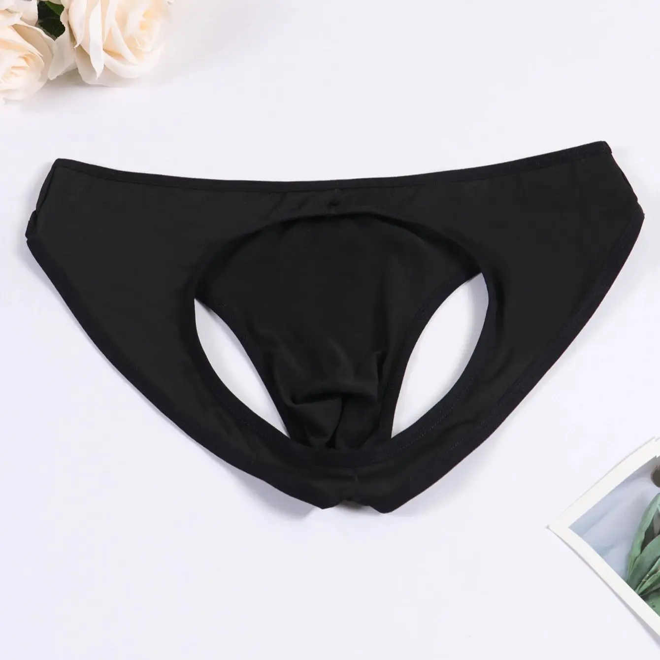 ملابس داخلية مثيرة للرجال مع ربطات عنق مطبوعة ملابس داخلية مقصوصة ملابس داخلية منتفخة سراويل داخلية صغيرة مع ثقوب ملابس داخلية للرجال