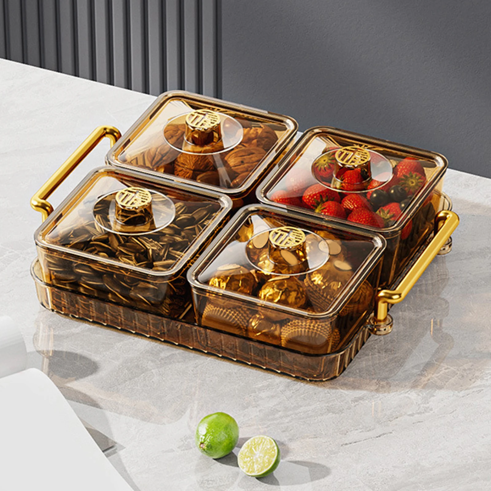 TQH Divided Snack Serving Bowl Tray Dish Platter Appetizer Dessert Tray for Holiday Desktop Durable Multifunctional Accessory