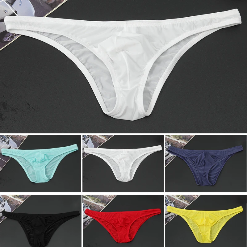 

Men's Thin See Through Underwear Low Rise Thongs Briefs Seamless Stretch Underpants Soft Pouch Bikini Panties Exotic Lingerie