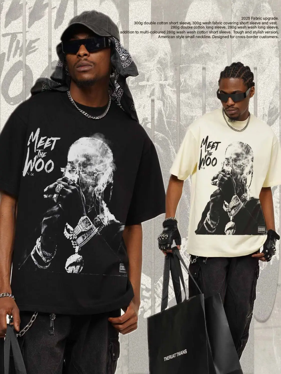 

American Heavyweight Cross-border Retro T-shirt Summer Print Trendy Brand Bestsellers Half-sleeved and Short-sleeved Tops