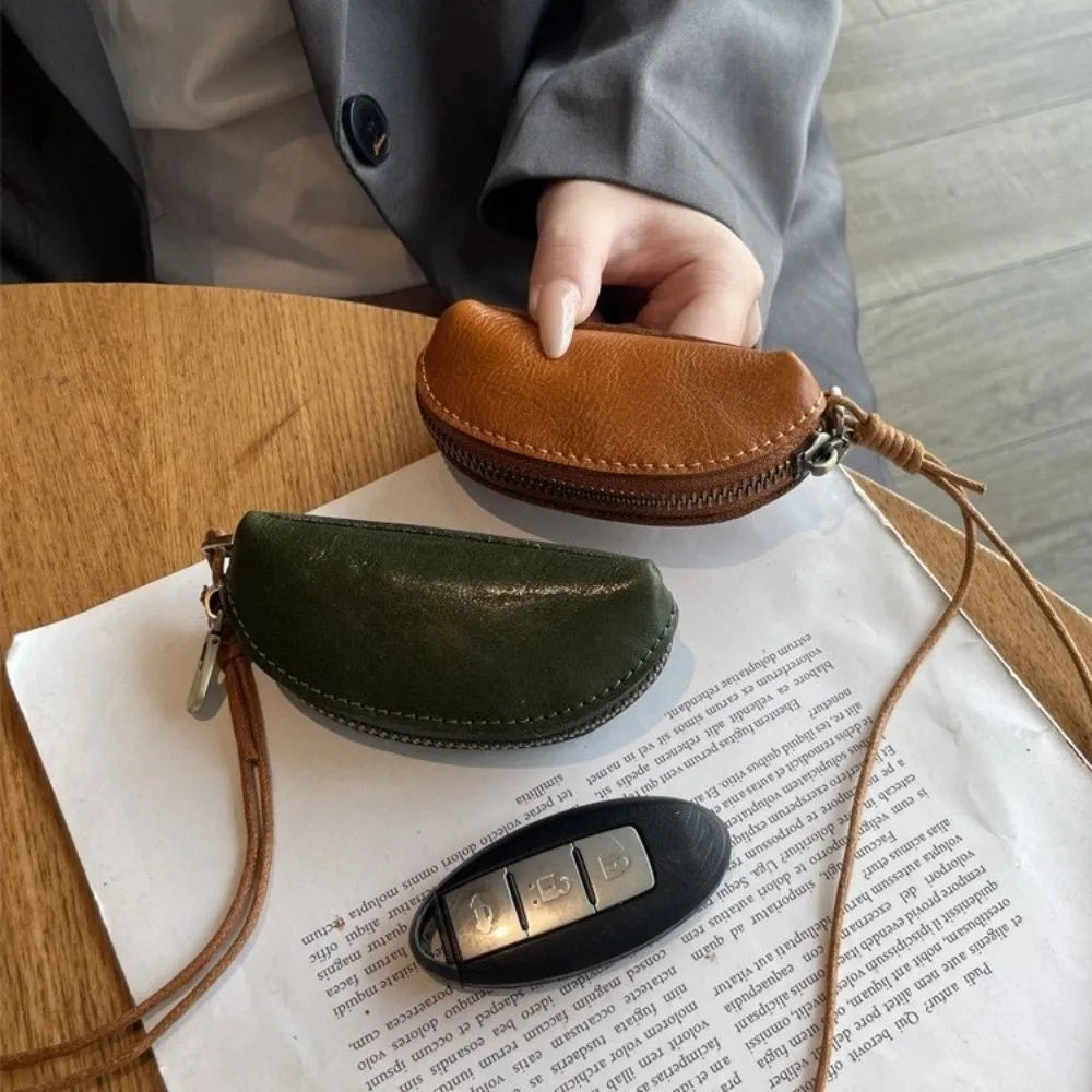

Universal Car Key Bag Genuine Leather with Lanyard Small Coin Purse Multifunctional Lipstick Organizer Mini Storage Bag Home
