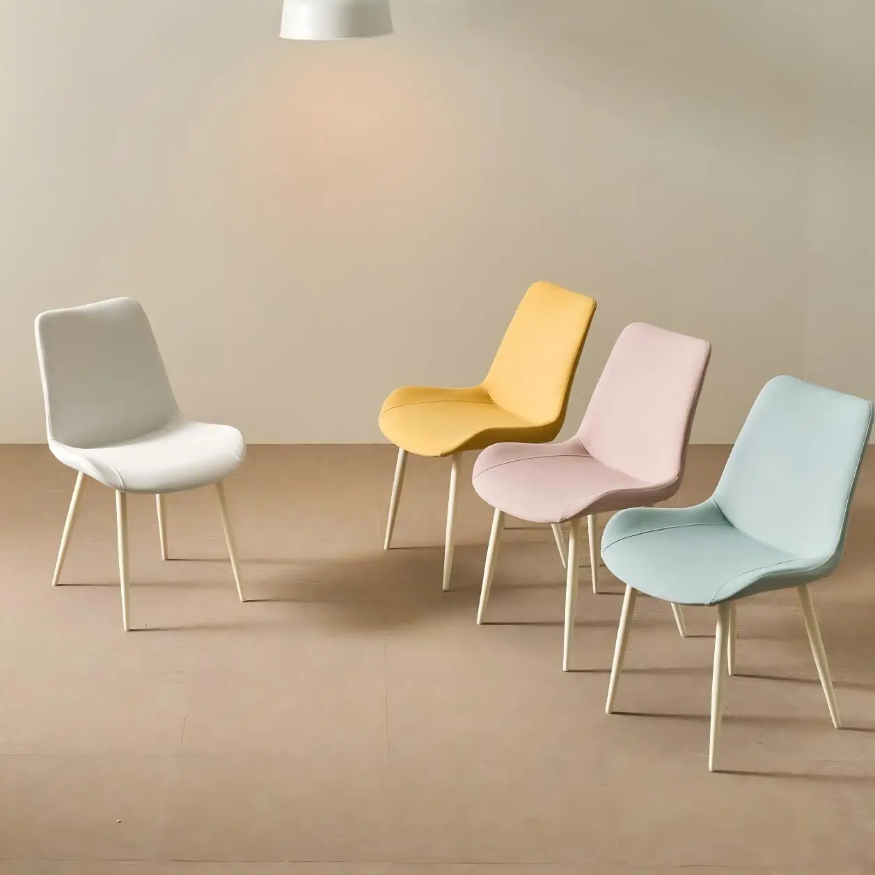 

Best-selling Nordic Modern Luxury Fashion Design Upholstered Cream Velvet Elegant Kitchen Dining Chair