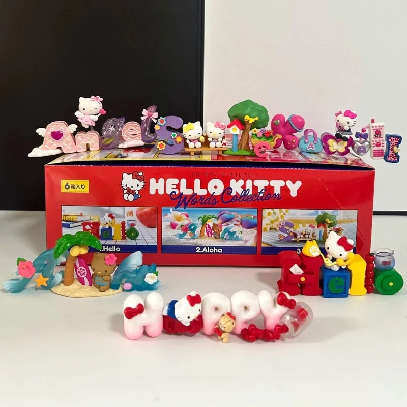 

Authentic Hellokitty Micro Mini Scene Alphabet Shaped Mini Kawaii Model Decorative Home Desktop Ornament Collectible Figurine
