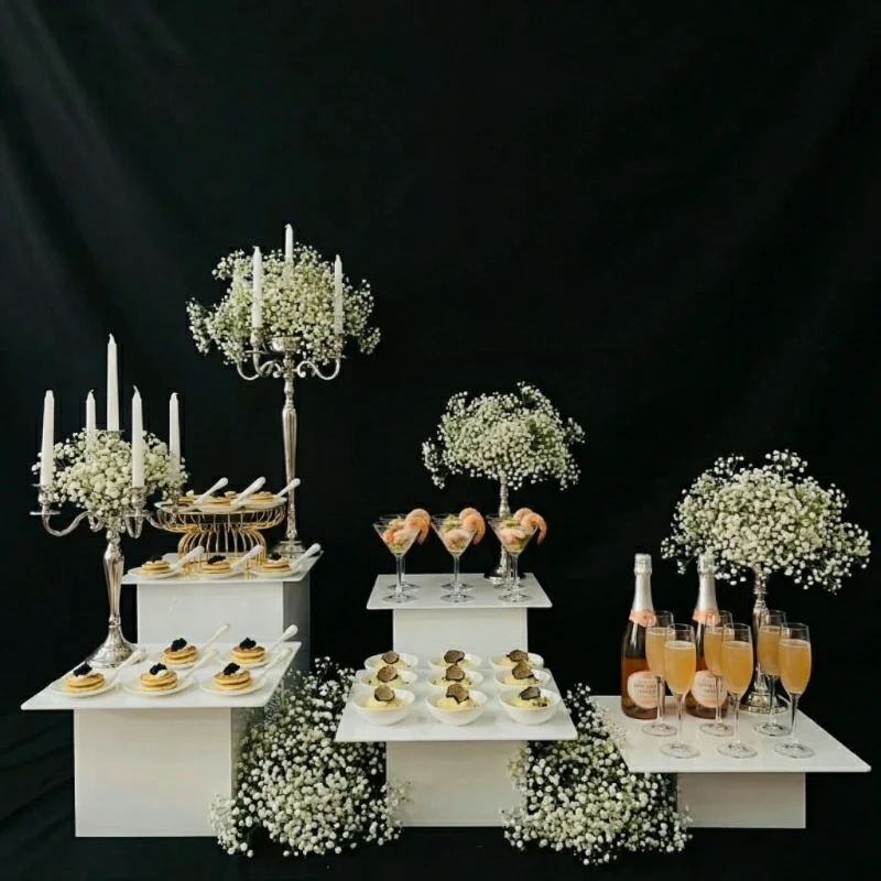 10pcs Acrylic Dessert Holder Cany Bar Trays For Buffet Engagement Birthday Baptism Cake Chocolate Food Drinks Fruits Display