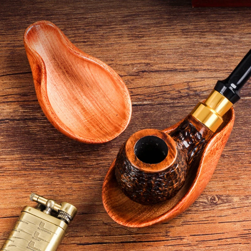 Rosewood Tobacco Pipe Holder Scoop Shape Portable Wood Pipe Stand Accessories Smoke Tobacco Filter Placement Gifts for Friend