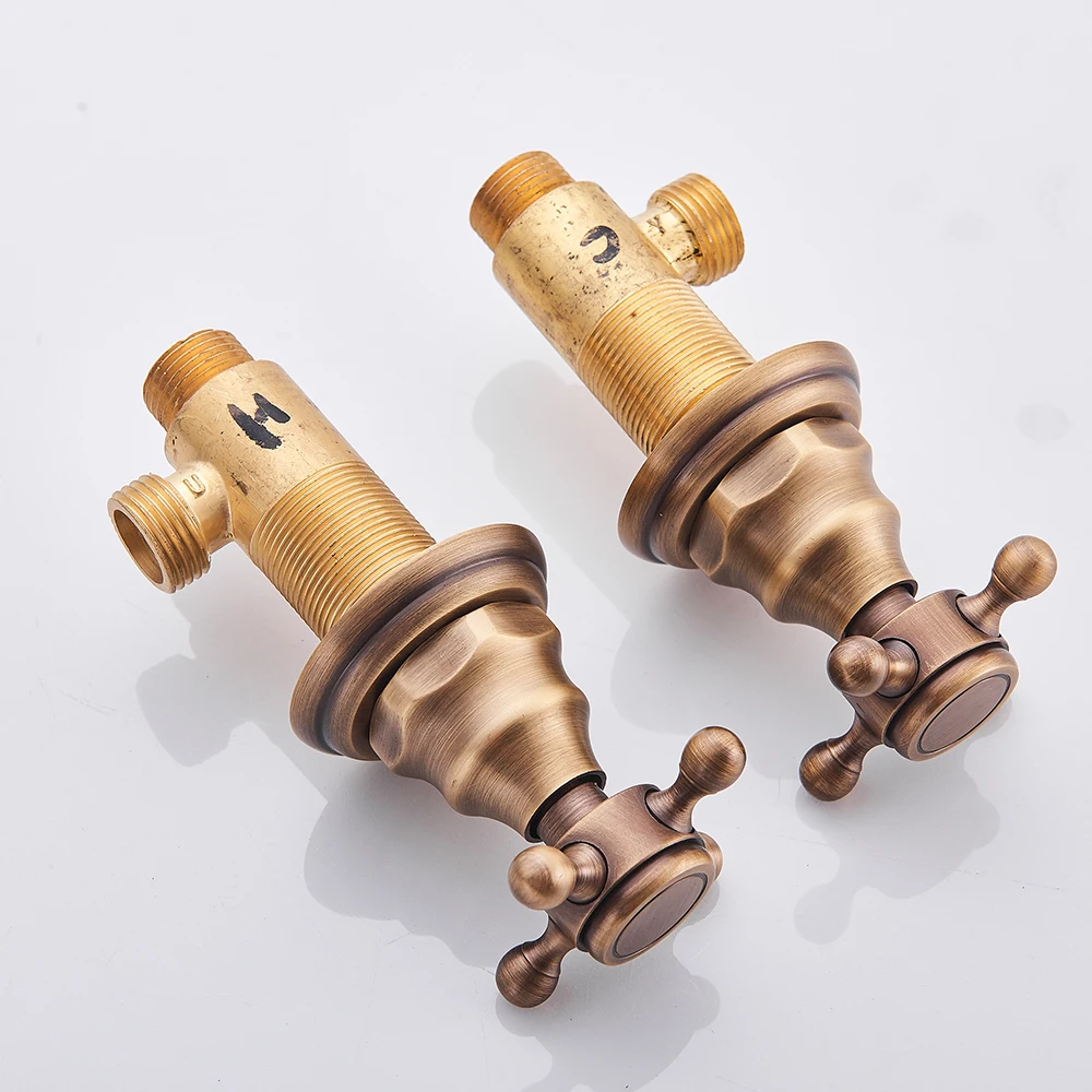 Rainfall Shower Head Faucets Bathroom Faucet Accessory Antique Brass Wall Mounted Shower Mixer Dual Handle Shower Faucet