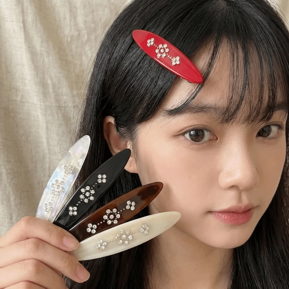 

Fashion Retro Acetate Hair Clip Aesthetic Strong Hold Y2K Spring Clip Zircon Decoration Vintage Rhinestone Side Bangs Clip Women