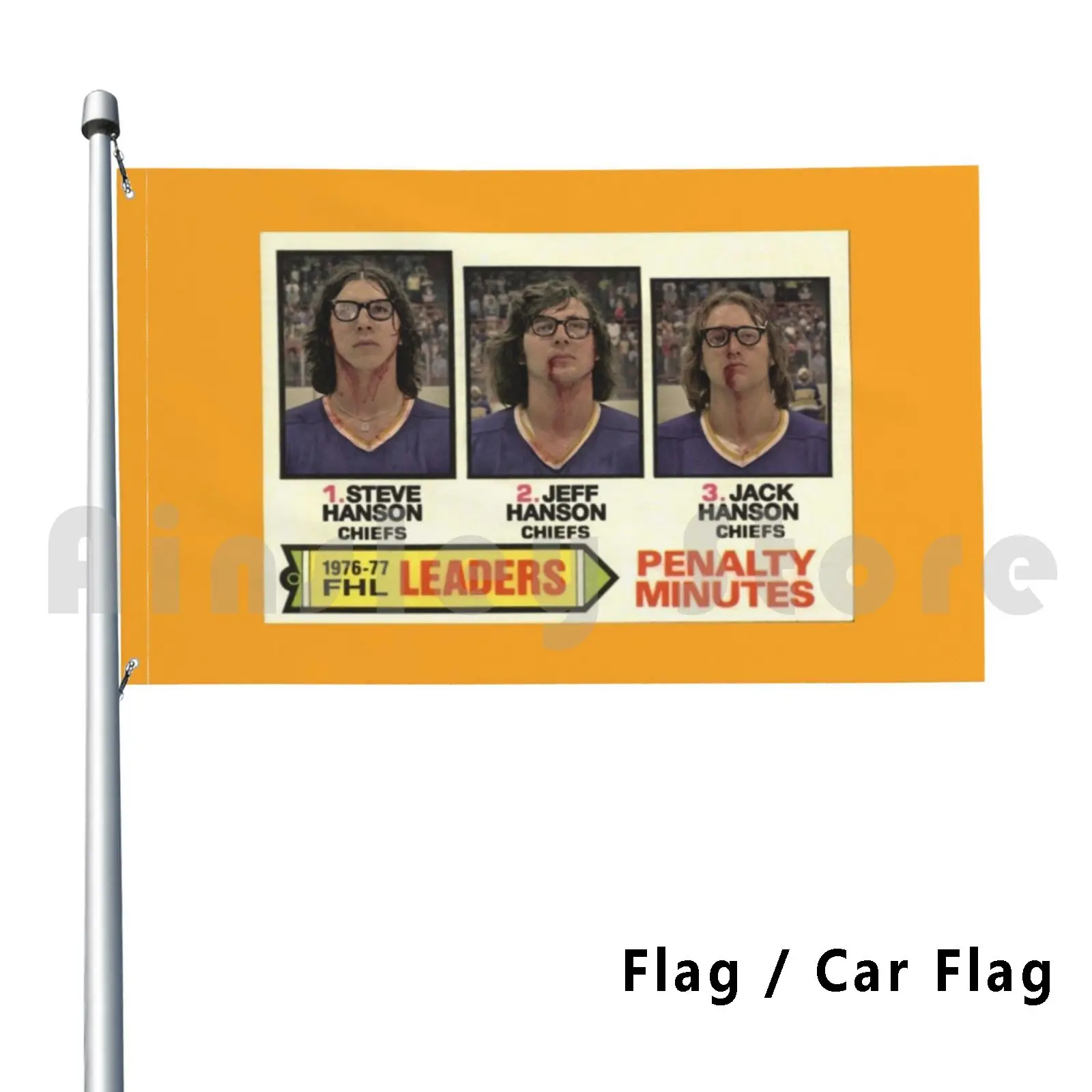 Hanson Brothers-Hockey Card! Outdoor Decor Flag Car Flag Hockey Chiefs Fictional Hockey Team Hockey Team Movie