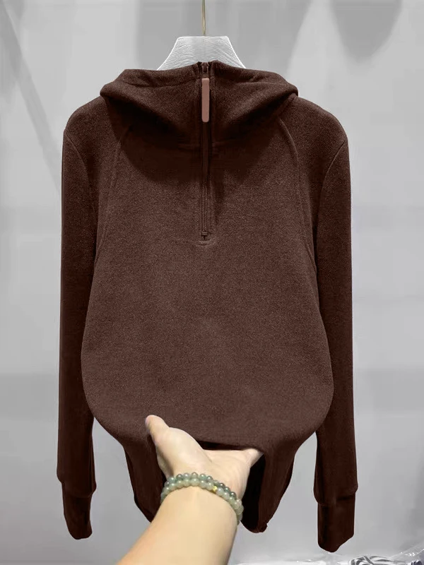Warm Long Sve Hoodie Women's Autumn Winter Large Size Casual Loose Faionable Zipper f Zip up Velvet Sweatirt Base Top