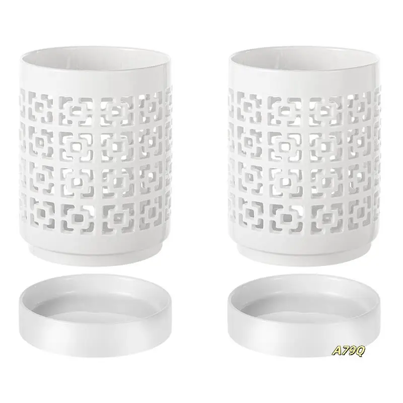 

2X Orchid Pot With Holes Plant Pots Outdoor Indoor Flower Pots For Repotting With Drainage And Saucer 4 Inch