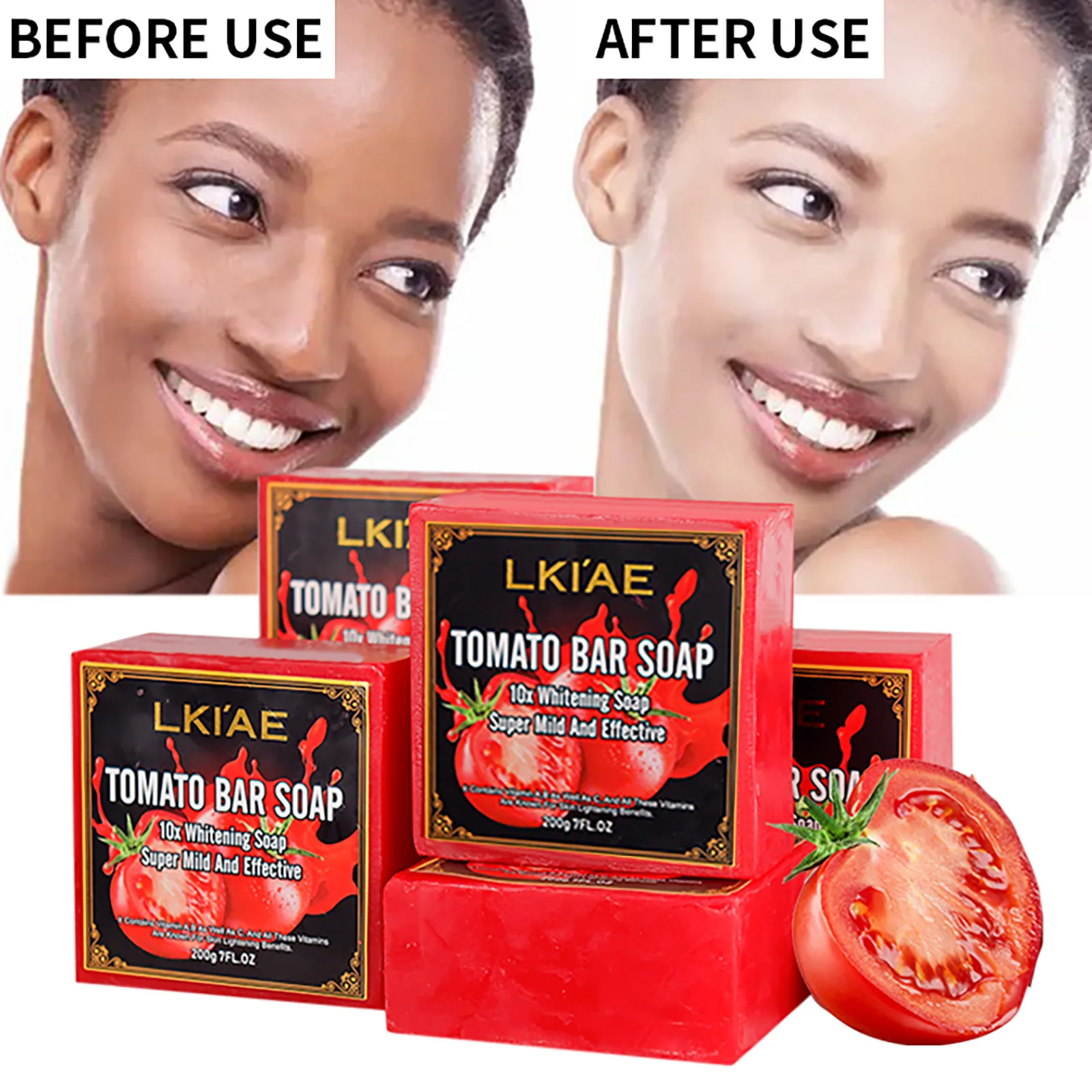 AILKE Organic Tomato Soap Bar, Lighten Skin, Deeply Clean, Exfoliate, Remove Black Spots, Moisturizing, With Rich Foam Body Wash