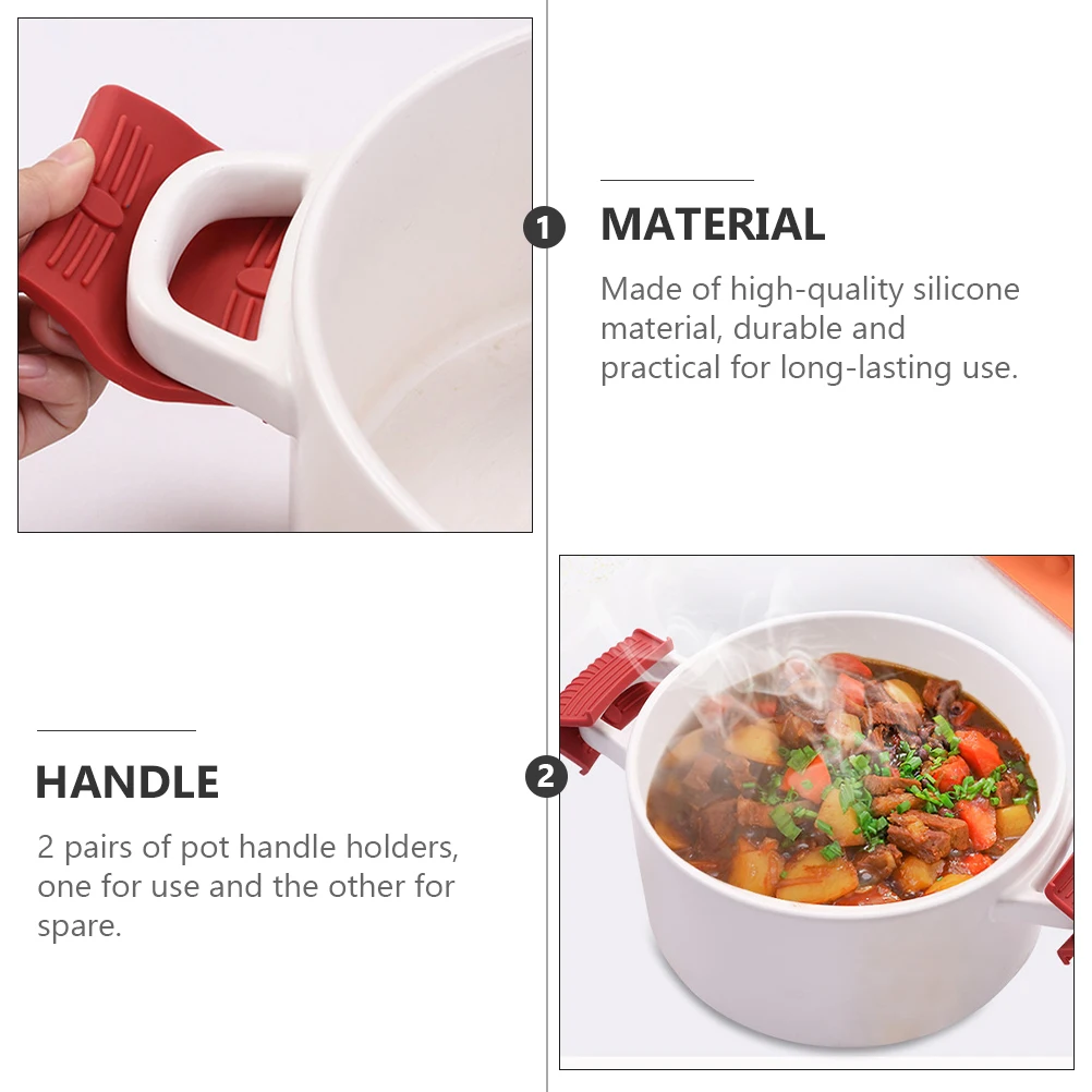 

2 Pairs Silicone Hot Covers Insulated Grip Non-Slip Mitts Handle Sleeves For Pots Pans Cast Iron Kitchen Gadgetspot Handle