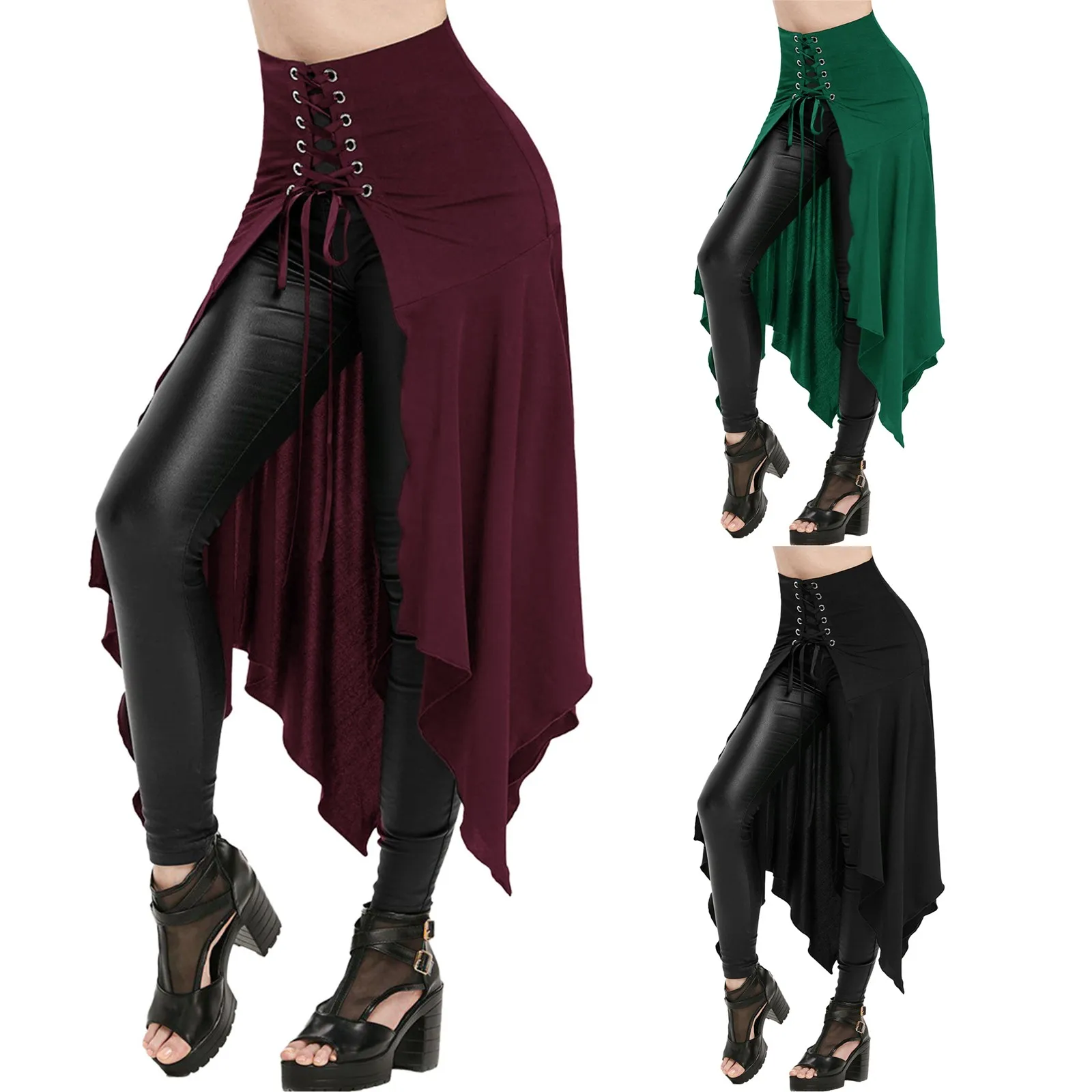 

Fashion 2024 Medieval Skirt Women Halloween Vintage Irregualr Hem Steampunk Ladies Long Skirts Gothic Cosplay Dress Skirt