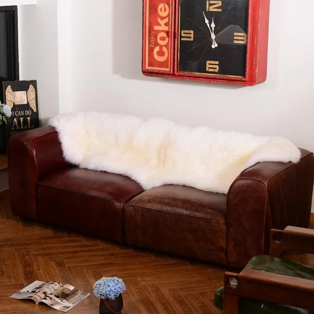 Genuine Sheepskin Area Rug(2 X 6), Fur Carpet Shaggy Fur Rug, for Living Room  Real Sheepskin Throw Lambskin Rugs Sofa, Carpet