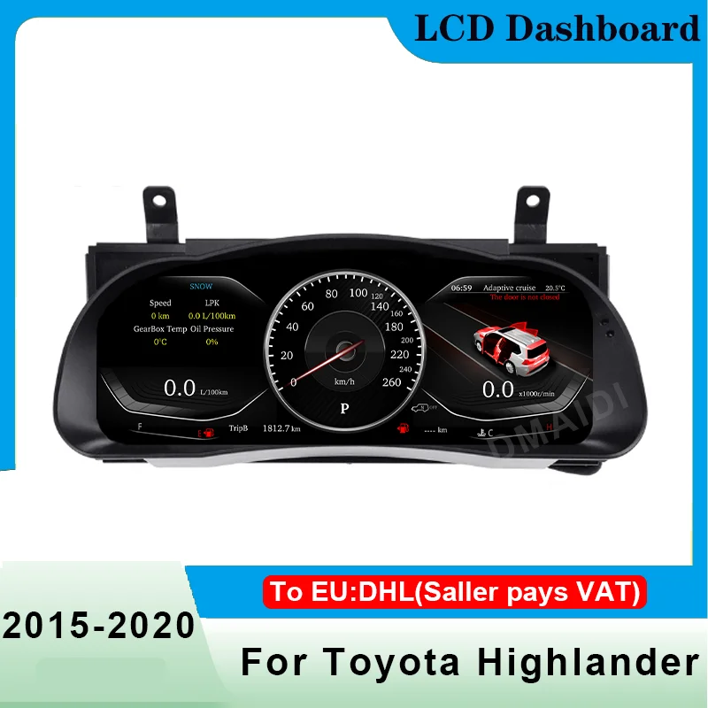 

LCD Car Digital Instrument Cluster Display Digital Dashboard Linux System For Toyota Highlander 2015-2020