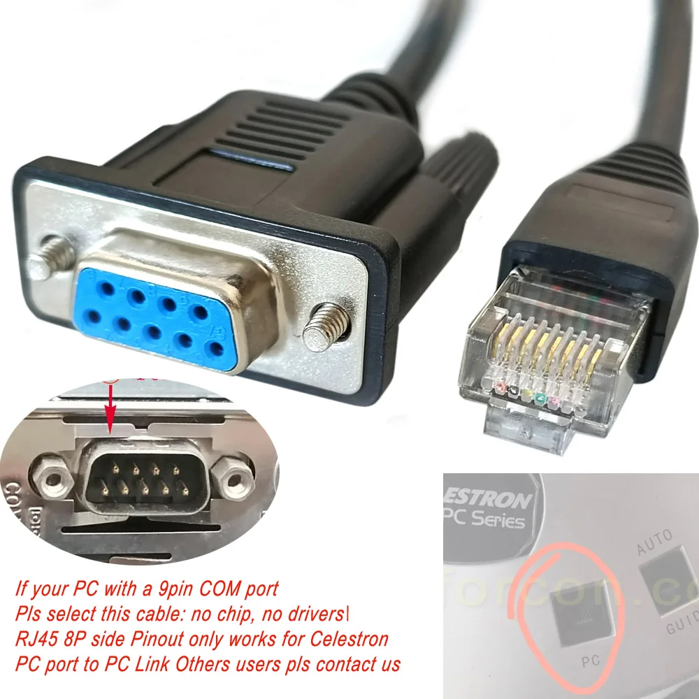 DB9 RS232เพื่อ RJ45สายเคเบิล NexRemote สำหรับเปลี่ยน CELESTRON HC เพื่อควบคุมกล้องโทรทรรศน์