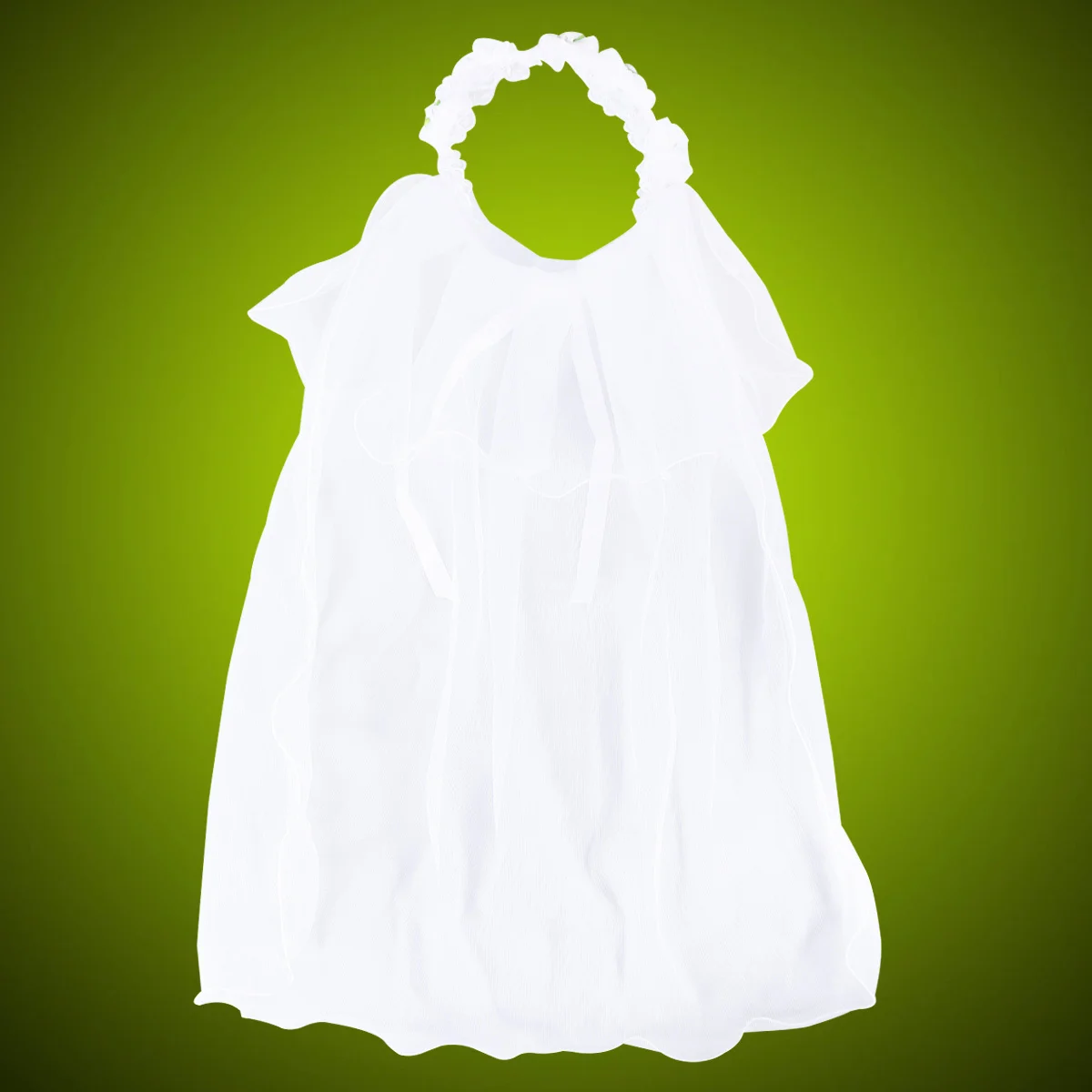 

Child Flower Girl Wedding Veil Double Layer Lace Tulle White Headpiece Floral Crown Hair Hoop for Communion Birthday Ball Event