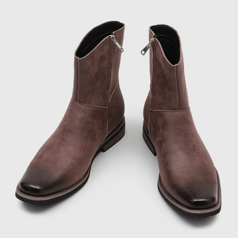 High Quality European American Polished Retro Western Cowboy Boots with Pointed Suede Exquisite Commuter Knight Boots