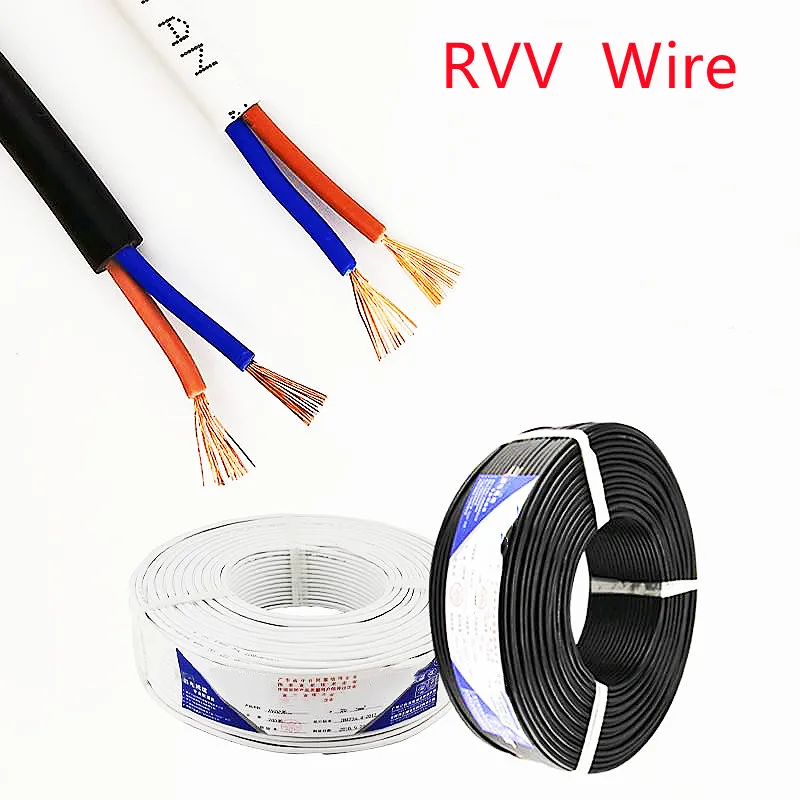 5/10 Meters 2 Pin 18AWG 20AWG 22AWG 24AWG RVV Electric White Black Extension Wire LED Power Cable for Single Color Strip