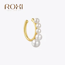 ROXI Pearl Ear Buckle Ear Clip 925 Sterling Silver Different Sizes Jewelry Women's Non-piercing Earring Accessories First Choice