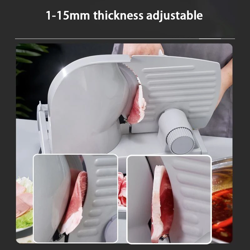 Electric Food Slicer Desktop Meat Slicer cutter Mutton Rolls Meat Cutting Machine Vegetable Bread Sausage Slicing Machine 220V