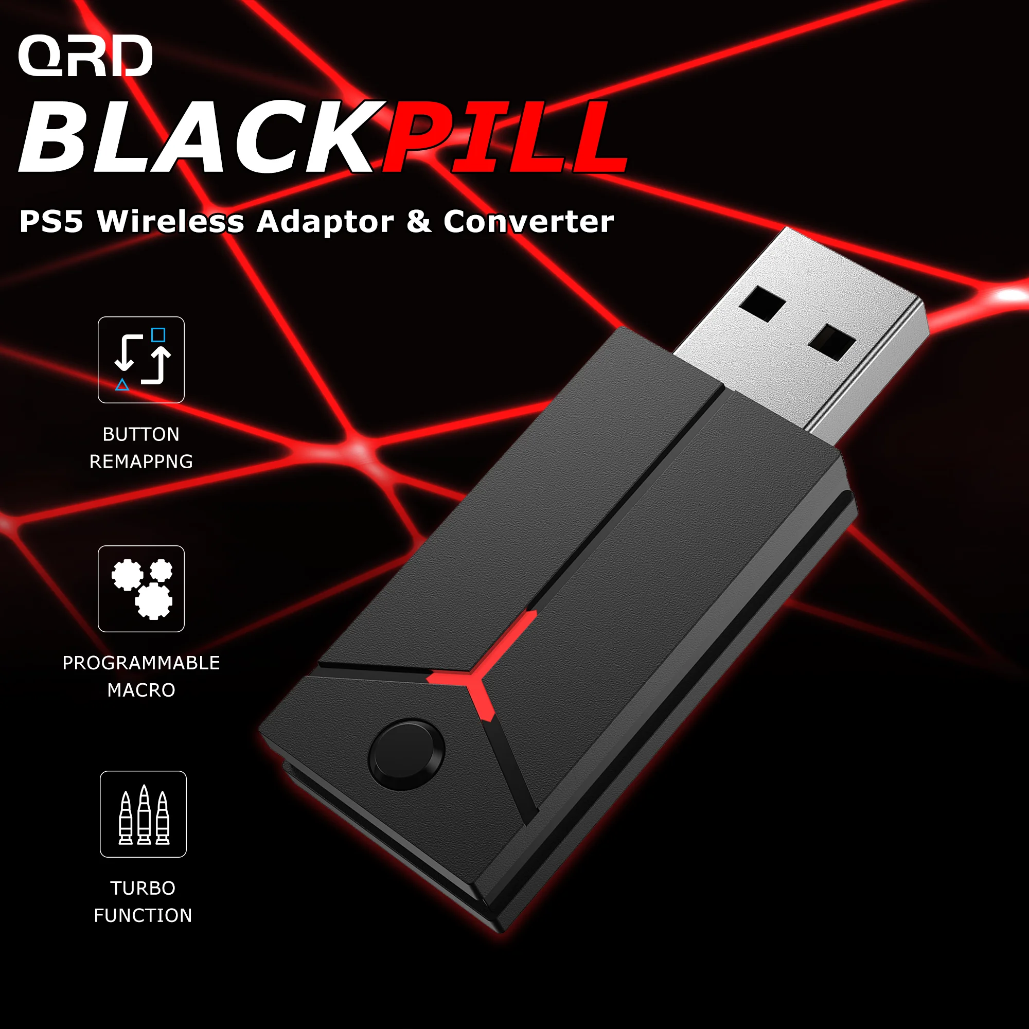 QRD BLACKPILL PS5 Wireless Adaptor And Converter For QRD Spark N5/QRD Maestro S3/Arcade Stick/Original Dualshock4 PS4 Controller