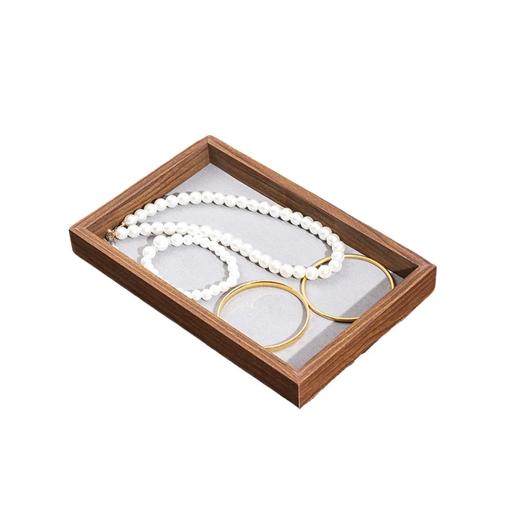 

12/24 Grids Wooden Jewelry Tray Simple Velvet Jewelry Display Tray Necklaces Bracelets Jewelry Display Holder Jewelry Display