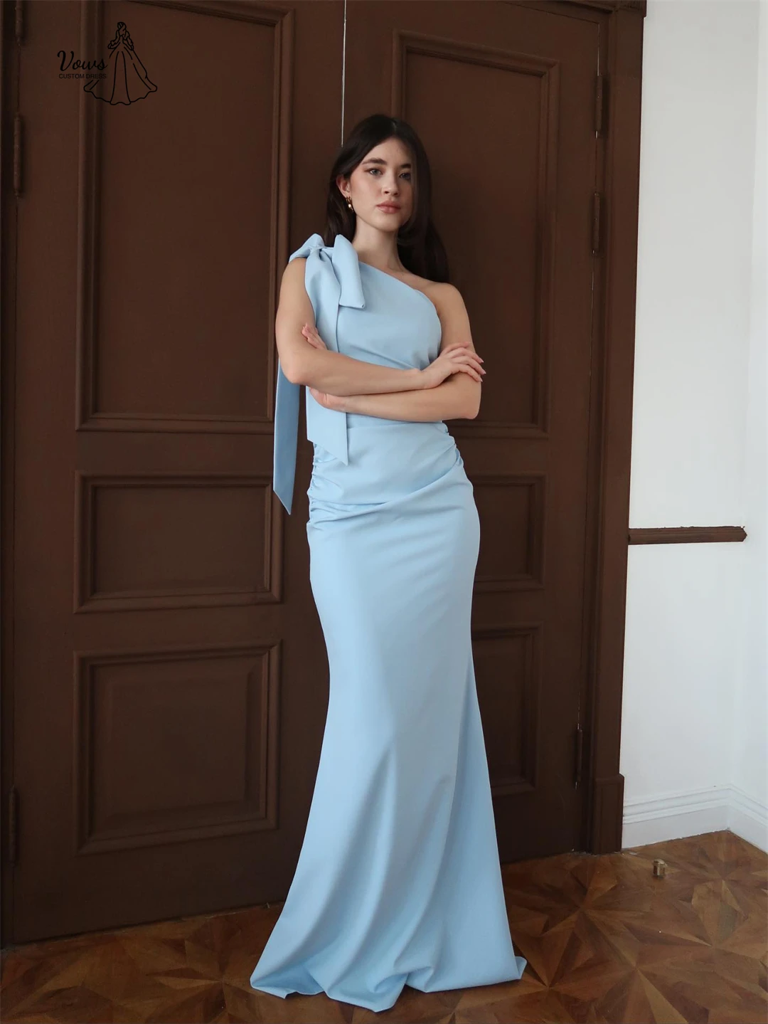 Vows-vestido de noche de un hombro para mujer, vestidos de noche de lujo 2025, falda elegante de cola de pez, pajarita hecha a medida para graduación