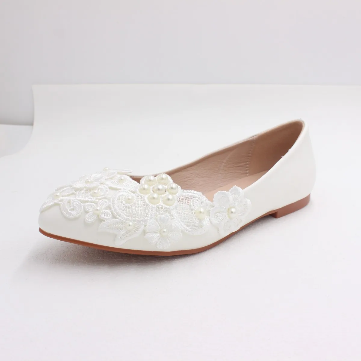 White flat big size comfortable wedding shoes simple handmade wedding shoes fashion bridesmaid shoes New