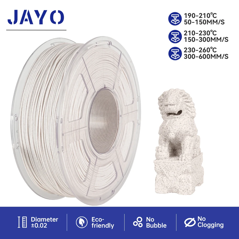JAYO 3D-Drucker-Filament, Hochgeschwindigkeits-PLA, Marmor, 1 Rolle/1,1 kg, 1,75 mm Filament, umweltfreundliches Material für 100 % blasenfreie 3D-Drucker