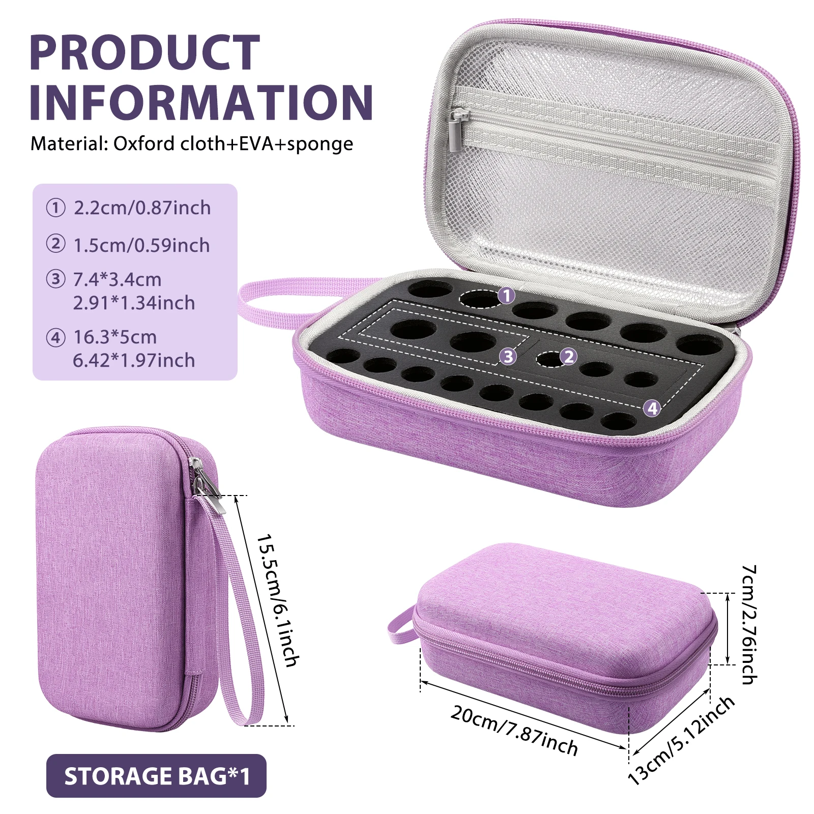 Insulin Vial Protector Case Peptide Storage Organizer Adjustable Foam for 3ml 5ml 10ml 30ml Vials Pen Travel Fridge