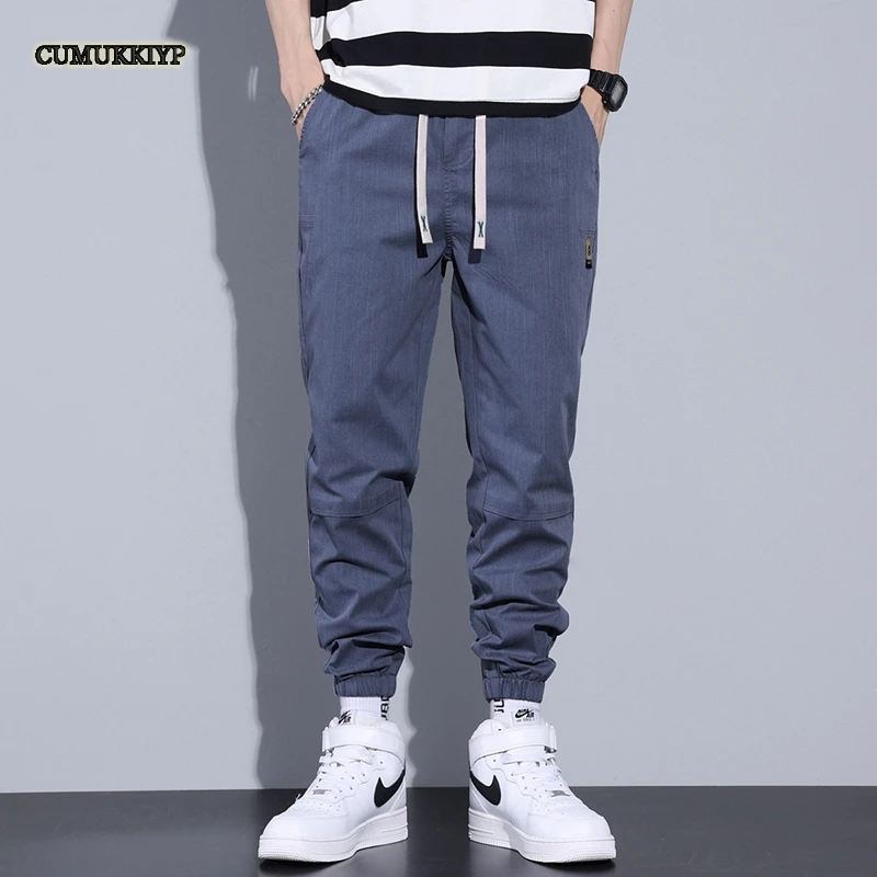 CUMUKKIYP 2023 Autumn Men's Loose Cargo Pants Casual Trousers with Cuffs Stylish and Versatile for Autumn and Winter