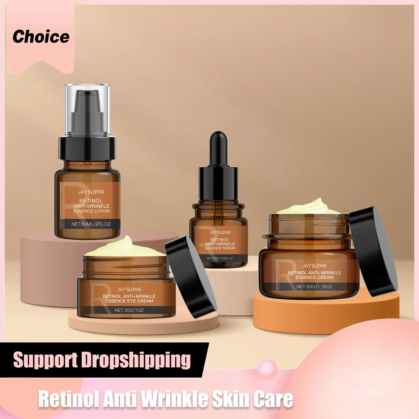 Retinol Wrinkle Removal Skin Care Products Anti-Aging Serum Fade Fine Lines Whitening Lotion Instant Firming Lifting Eye Cream