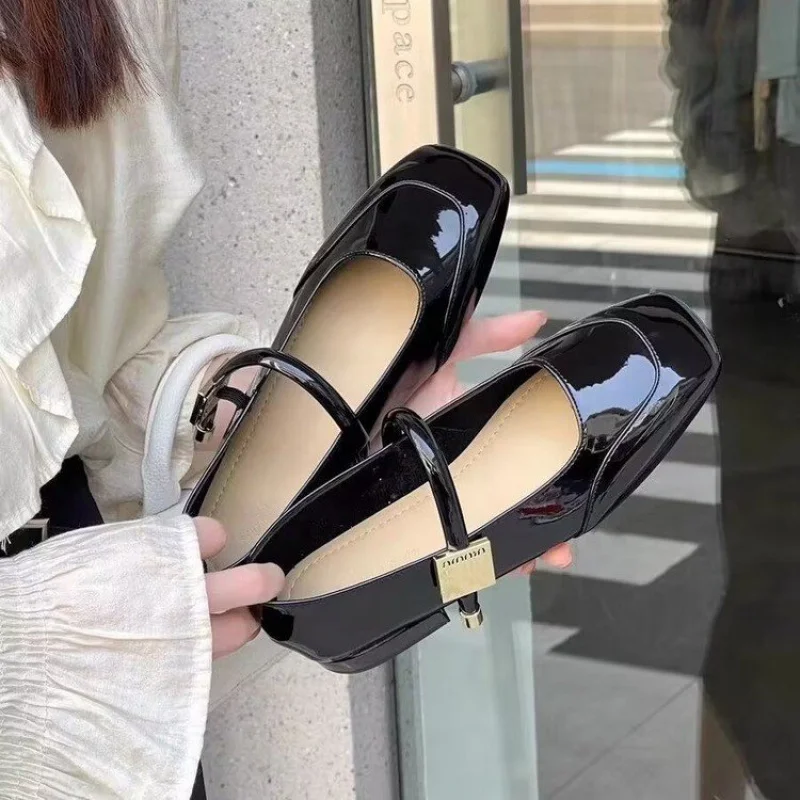 ​​2025 New French Vintage Burgundy Patent Mary Jane Flats for Women - Round Toe, Antique Buckle, Wedding & Office Casual Shoes​ image 4