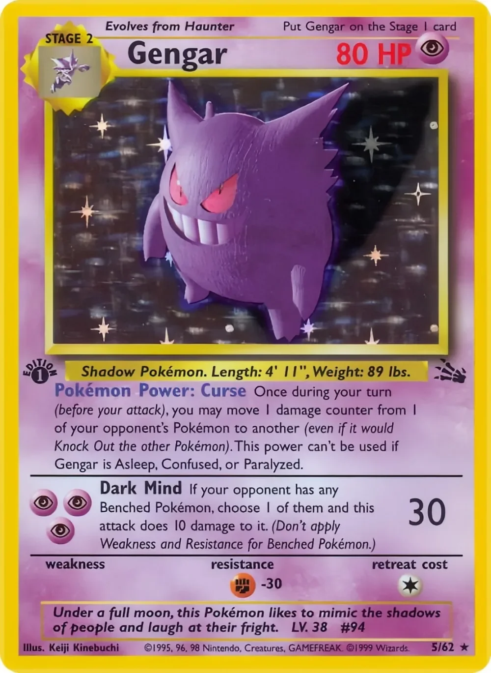 PTCG Cards Fossil Set Base Holo Rare Cards Gengar Dragonite Zapdos Artcuno Moltres Ditto PTCG PTCG Cards Gift Collection PKM