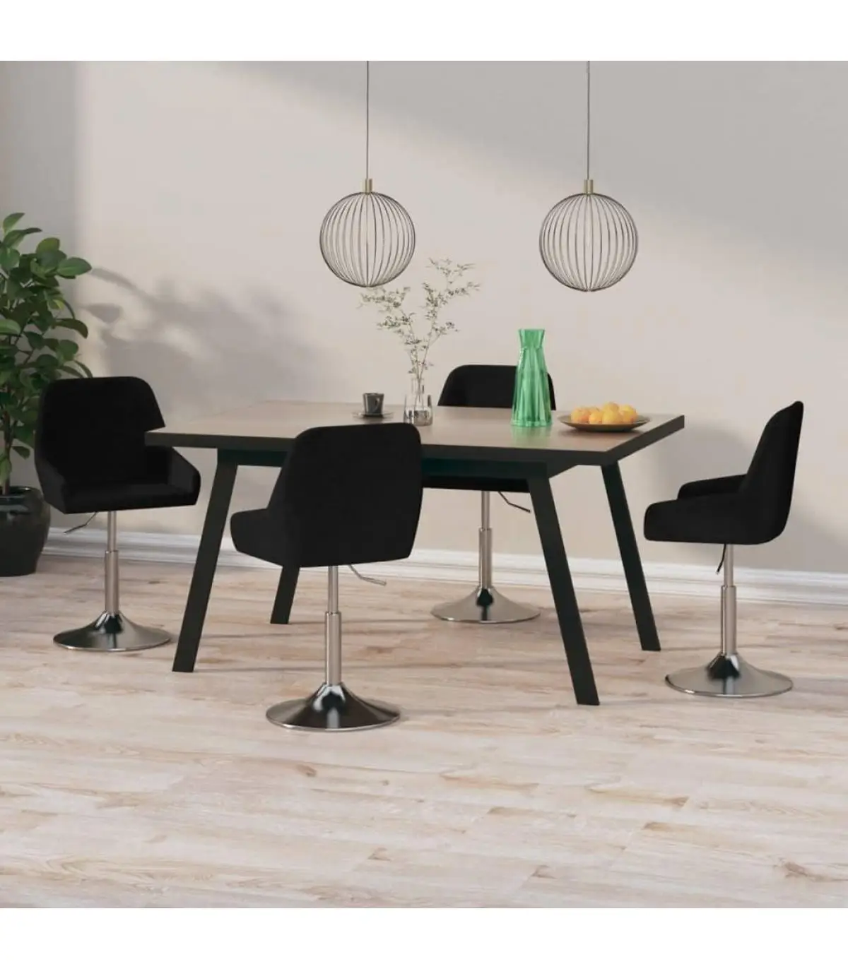 Dining chairs rotating dining chairs 4 units black fabric