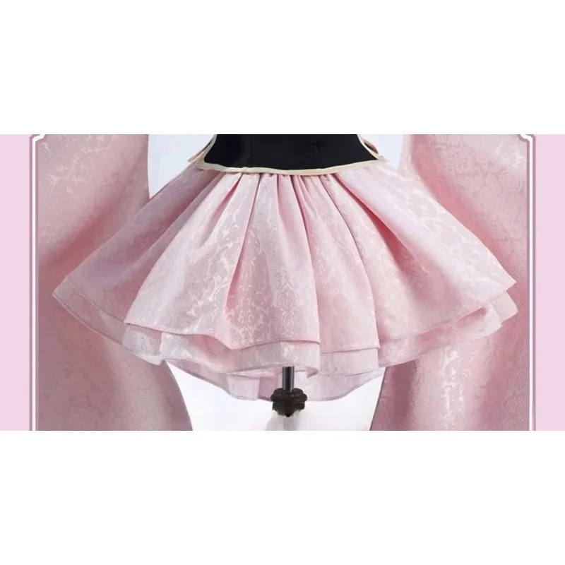 Womens Girls Anime KINOMOTO SAKURA Cosplay Costume Taoist Clothing Cute Kawaii Pink Dress Suit  Halloween Carnival Party Outifit