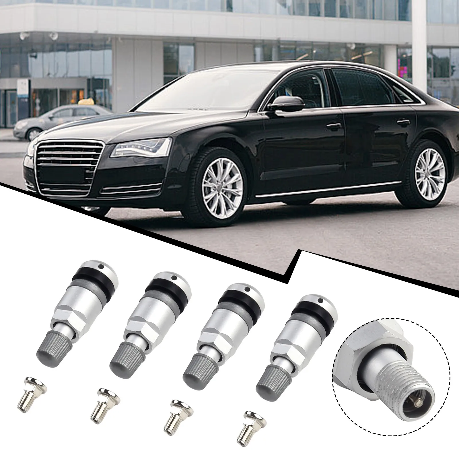 4pcs Car TPMS Tire Pressure Valve Sensor Stem Repair Kit Fit For BMW5 Series Alloy Tubeless Valve Pressure Monitoring System