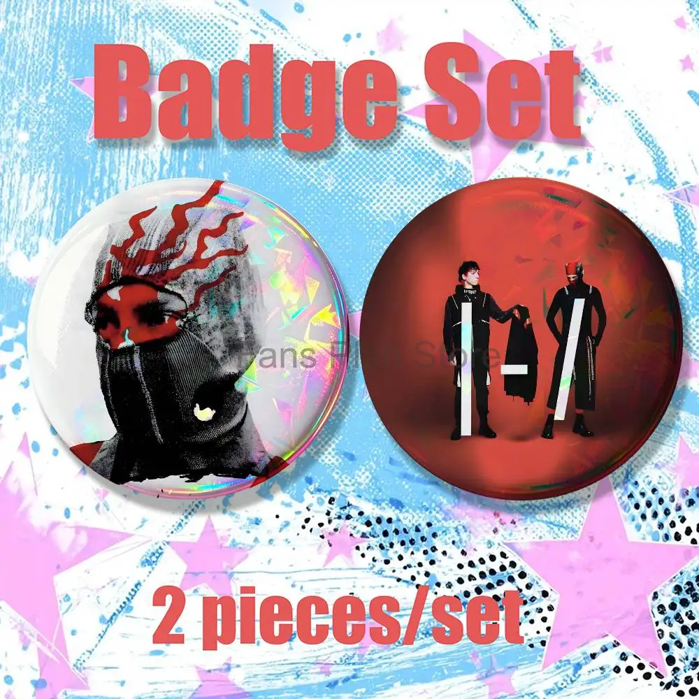 T-Twenty One Band P-Pilots 2-piece Set Pins Backpack Clothes Jewelry Accessories Round Brooch Button Badge Fans Collection Gifts