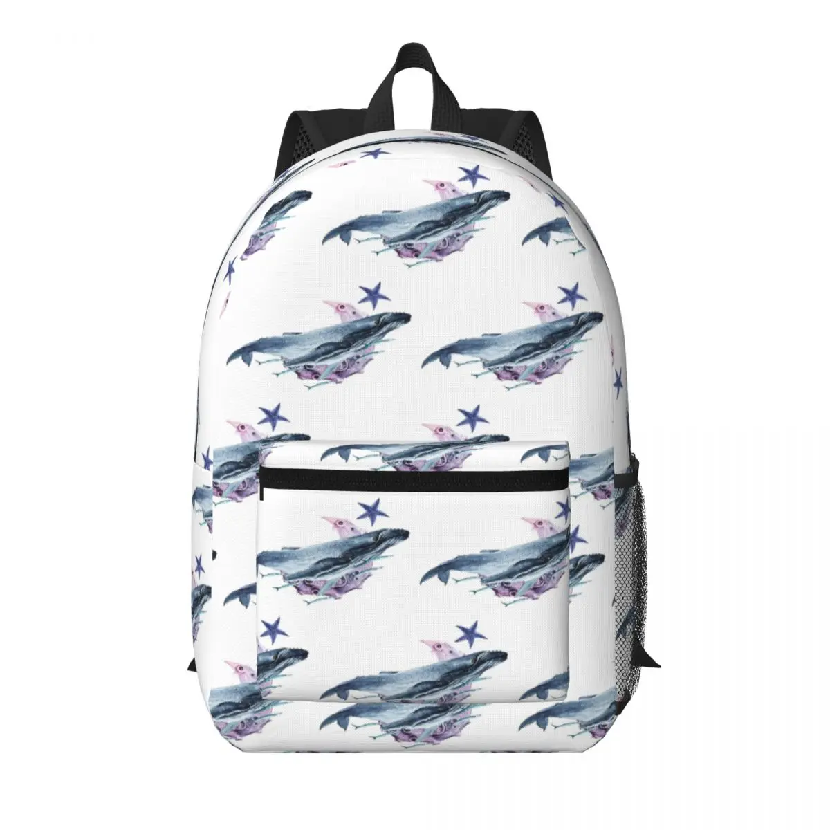 Orca Whale And Dolphin Marine Life Student Backpack School Bag Hiking Travel Daypack for Men Women Bookbag Shoulder Bags