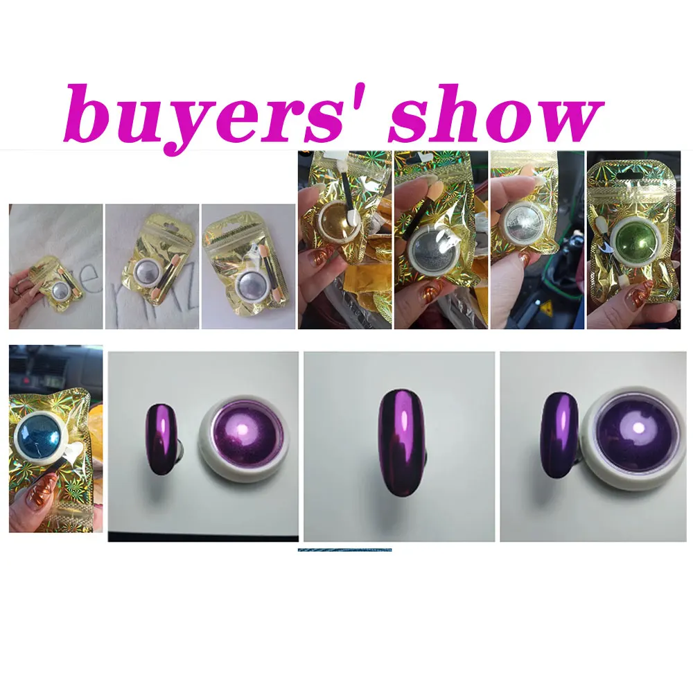 Metallic glitter pigment nail art example